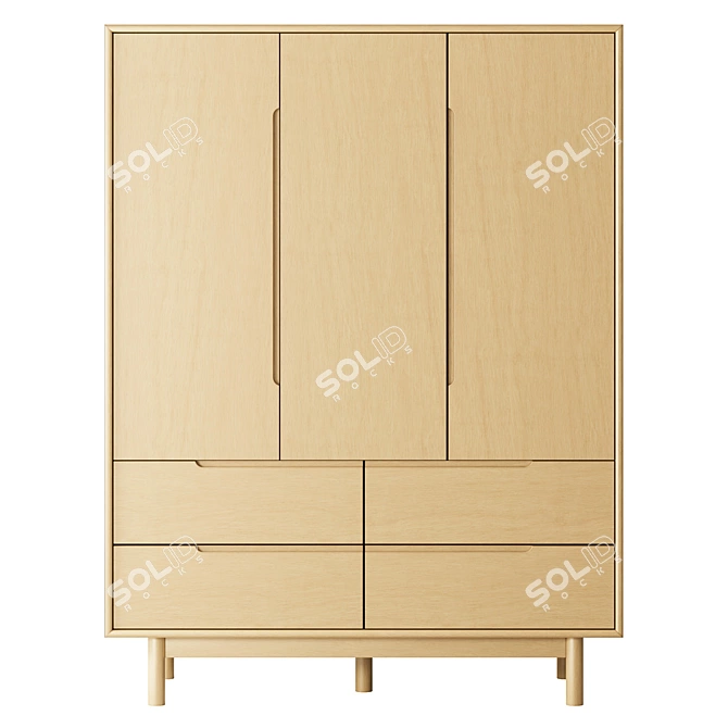 Elegant Wooden Cassy Wardrobe 3D model image 2