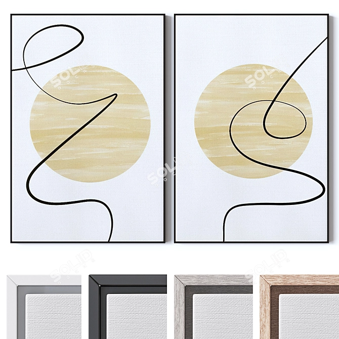 Wall Art Set with Frames 3D model image 1