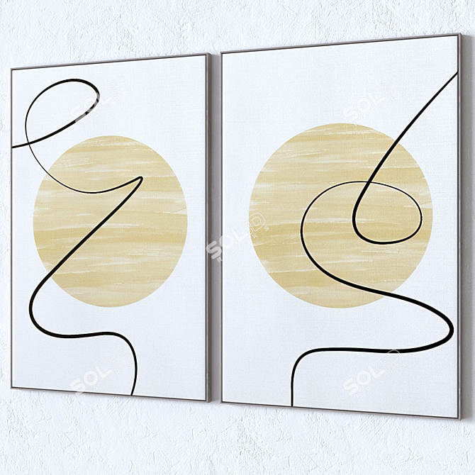 Wall Art Set with Frames 3D model image 3