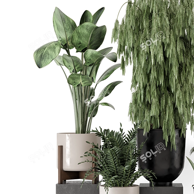 Handmade Stone Pot Indoor Plants 3D model image 3