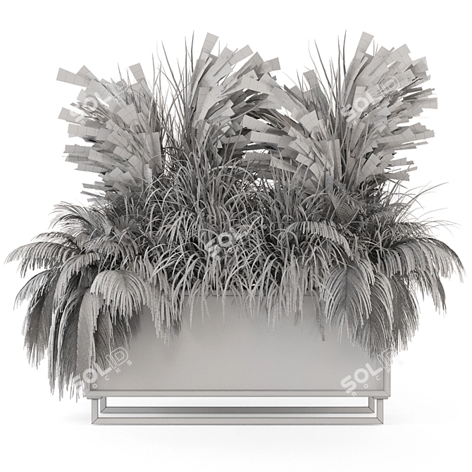 Metal Pots with Outdoor Plants 3D model image 2