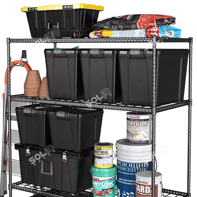 Garage Rack with Tools 3D model image 3