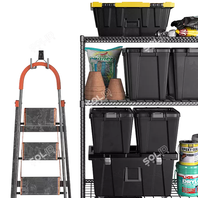 Garage Rack with Tools 3D model image 4