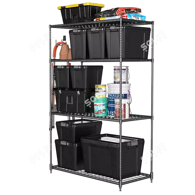 Garage Rack with Tools 3D model image 6