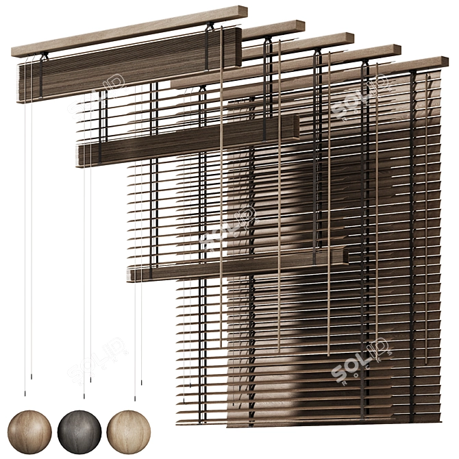 Folding Wooden Blinds 2015 3D model image 1