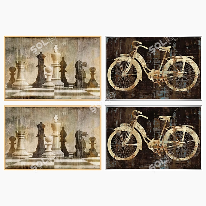 Artwork Set with Multiple Frames 3D model image 3