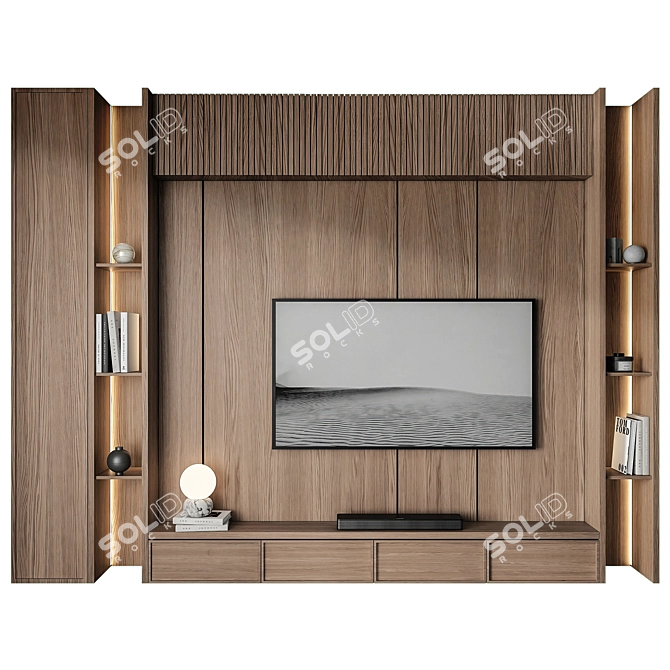 Modern TV Wall Set 26 3D model image 1