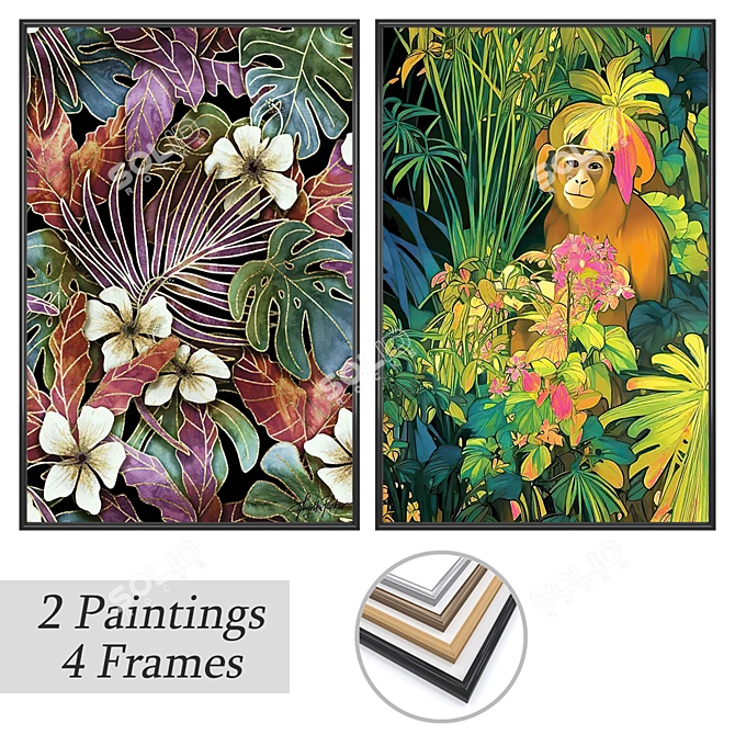 Gallery Set with Multiple Frames 3D model image 1