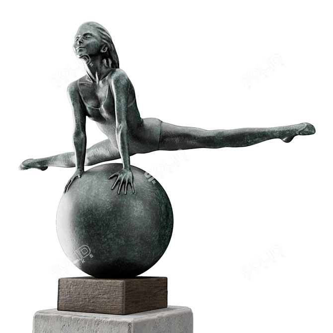 Elegant Gymnast Ball Sculpture 3D model image 5