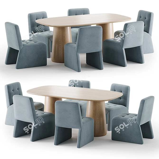 Modern Dining Set Furniture Kit 3D model image 4