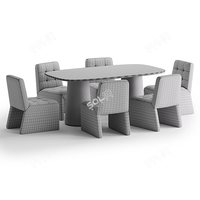 Modern Dining Set Furniture Kit 3D model image 5