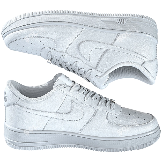 Highly Detailed White Nike AF1 3D model image 1