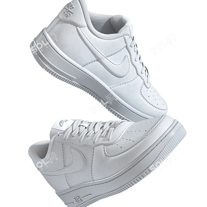 Highly Detailed White Nike AF1 3D model image 2