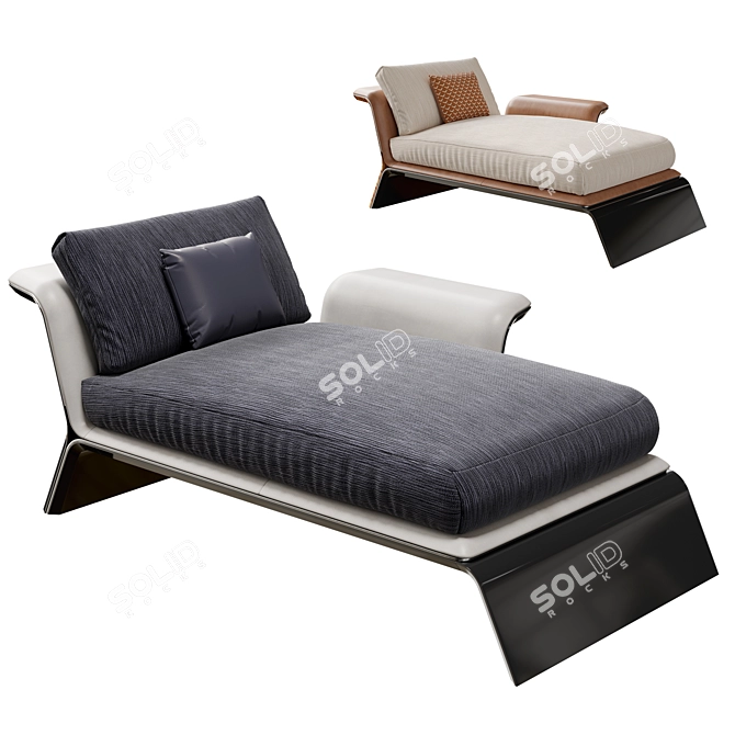 Elegant Curved Chaise Lounge 3D model image 1