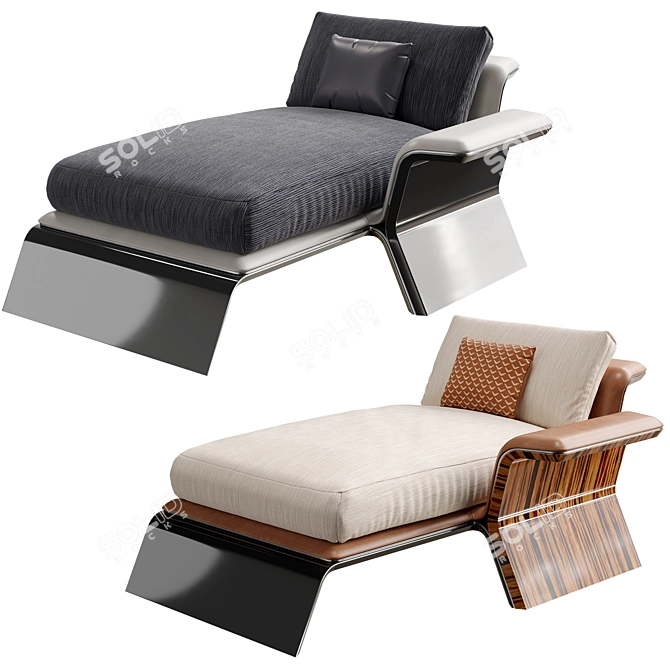 Elegant Curved Chaise Lounge 3D model image 4