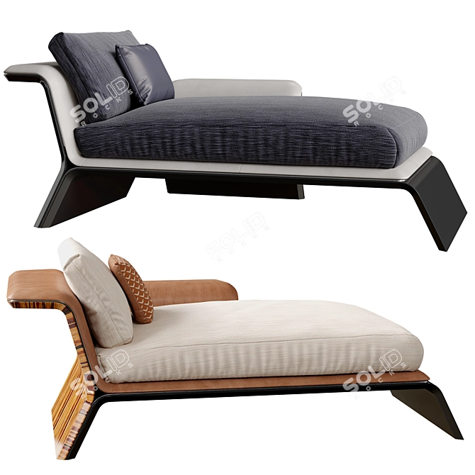 Elegant Curved Chaise Lounge 3D model image 6