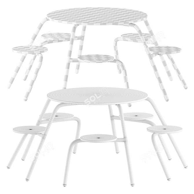 Modern 5-Seater VIRUS Table 3D model image 4