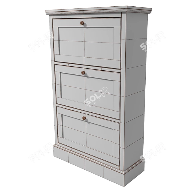 Solid Teak Wood Shoe Cabinet 3D model image 4