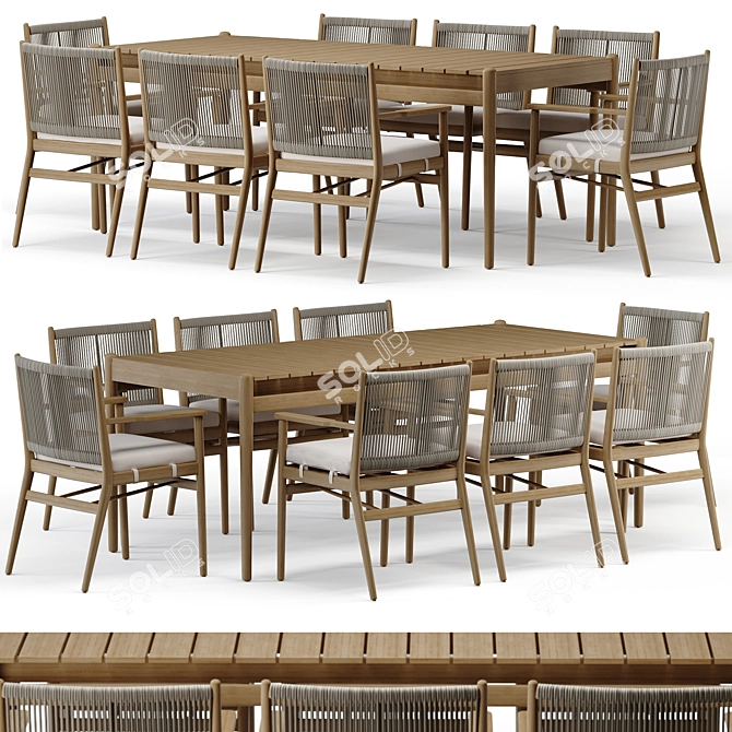 Modern Outdoor Dining Table Set 3D model image 1