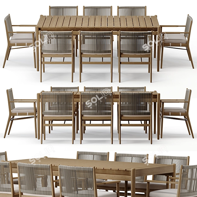 Modern Outdoor Dining Table Set 3D model image 2