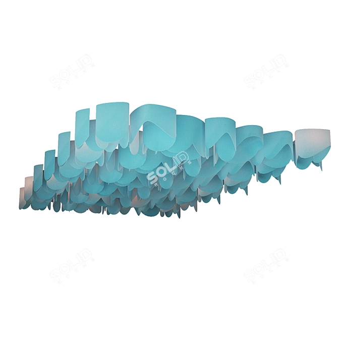 Wavy Fabric Ceiling Blue 3D model image 3