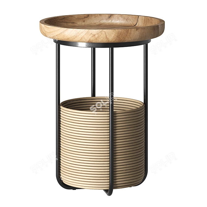 Natural Suar Wood Side Table 3D model image 1