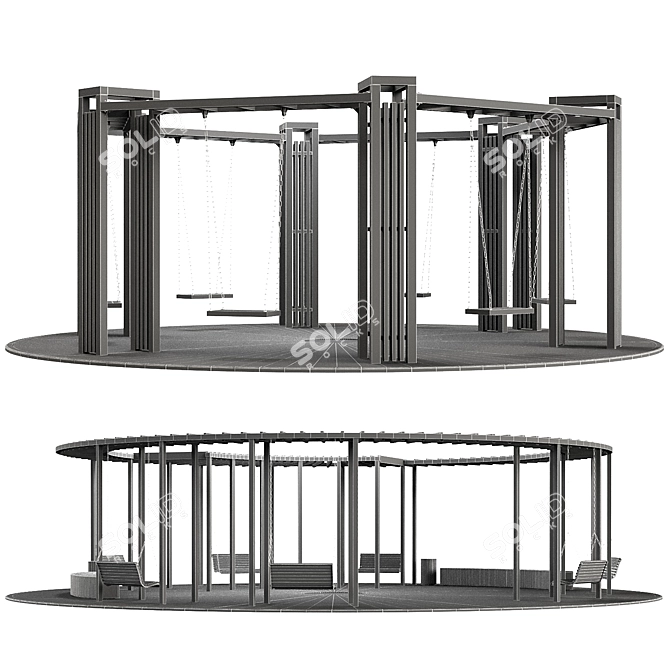 Pergolas & Swings Set, Multi-Use 3D model image 9