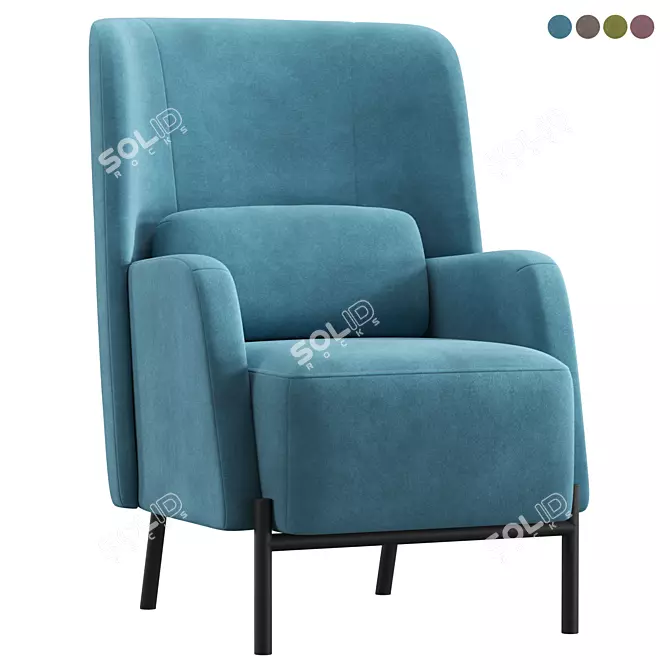 Modern Velvet Accent Chair "Vil 3D model image 1