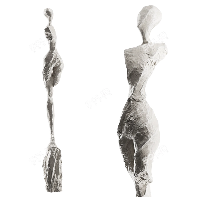 Stone Abstract Human Sculpture 3D model image 4