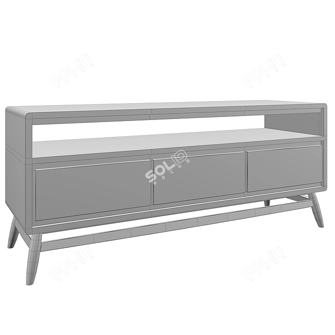 Teak TV Stand TWIST 128 3D model image 2