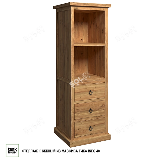 Teak Wood Bookshelf INES 40 3D model image 1