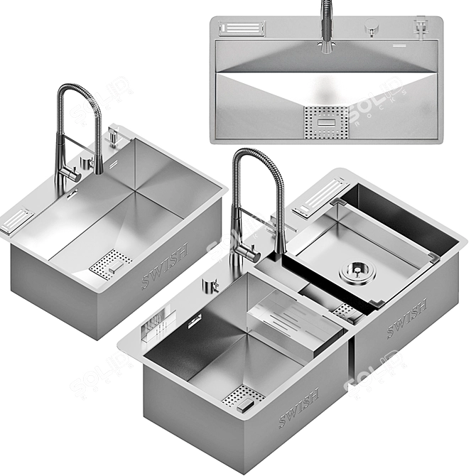 Smart Swish Multifunctional Kitchen Sink 3D model image 2