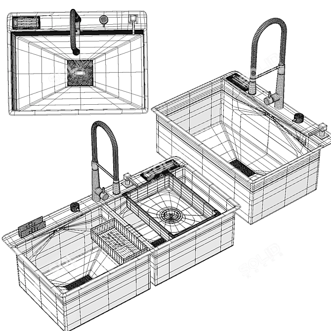 Smart Swish Multifunctional Kitchen Sink 3D model image 3