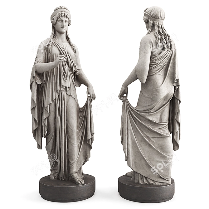 Greek Goddess Sculpture, Elegant Home Décor 3D model image 2