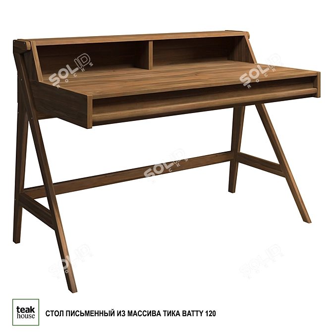 Teak BATTY 120 Writing Desk 3D model image 1