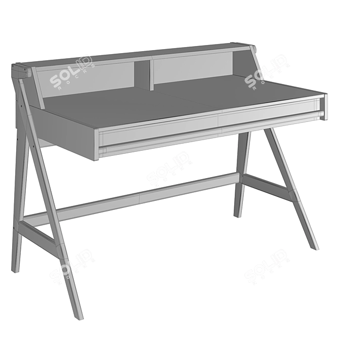 Teak BATTY 120 Writing Desk 3D model image 2