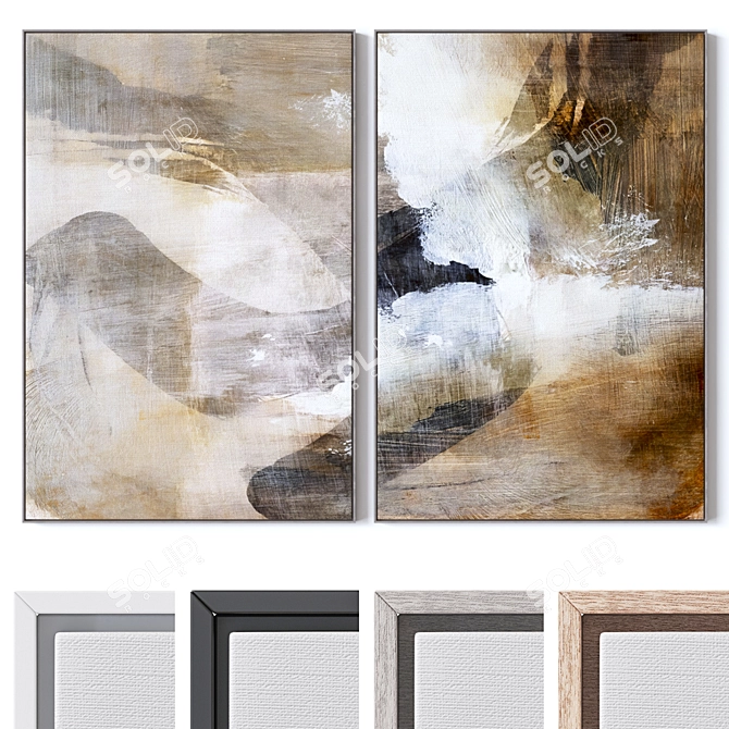 Modern Wall Art Frames Textured 3D model image 1