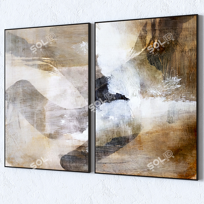 Modern Wall Art Frames Textured 3D model image 3