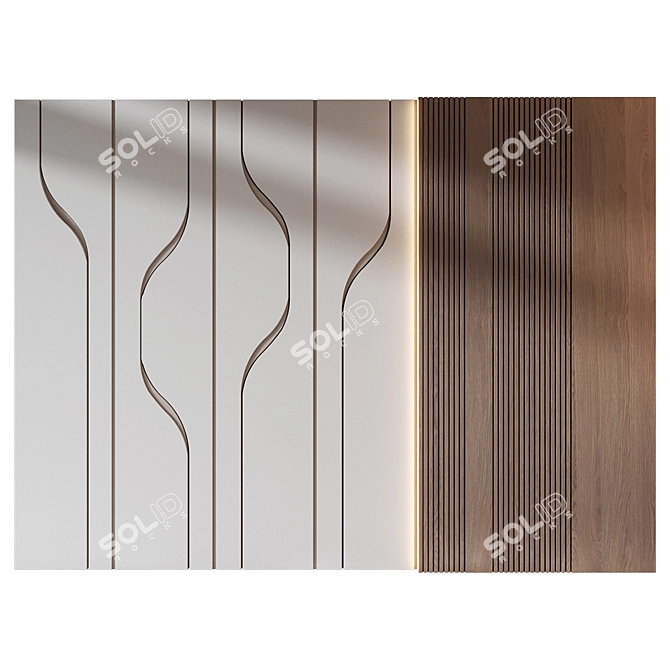 Wood Fabric Wall Panels Set 3D model image 3