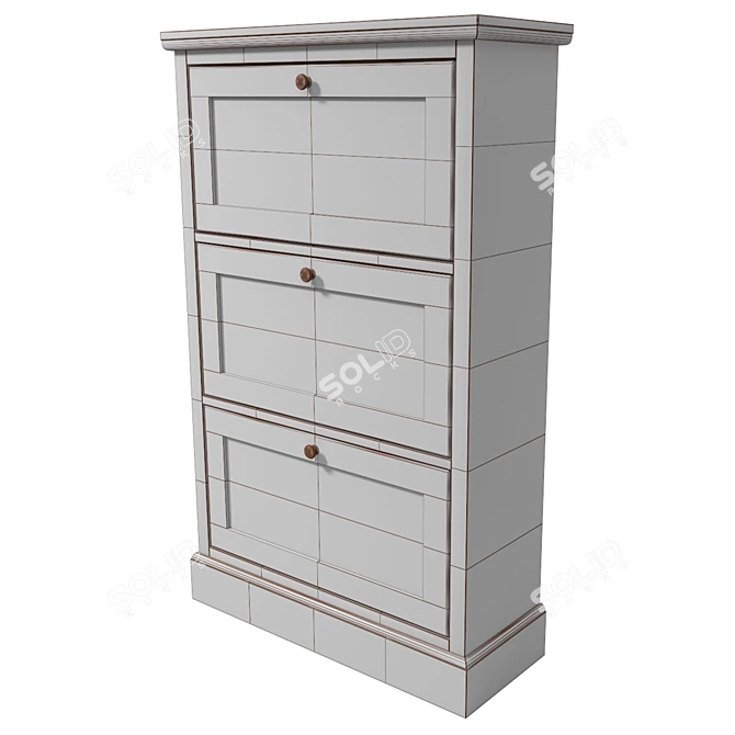 Teak Corso Shoe Cabinet 3D model image 4