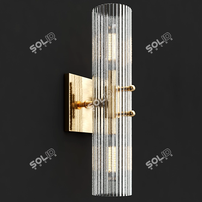 Sunshine Fluted Glass Wall Sconce 3D model image 2