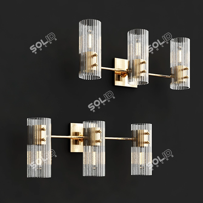 Soleil Fluted Glass Wall Sconce 3D model image 2