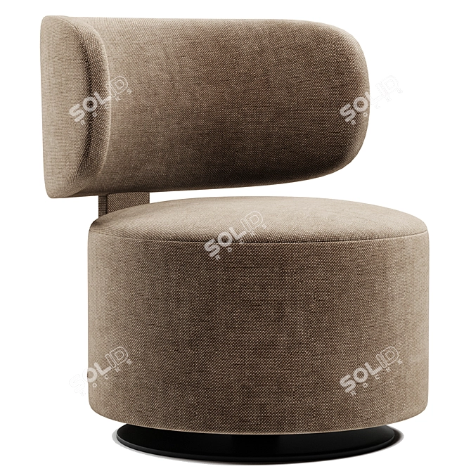 Contemporary Fabric Armchair: TAMBUROUND 3D model image 2