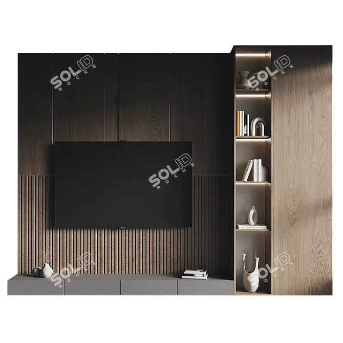Sleek TV Wall Set 181 3D model image 2