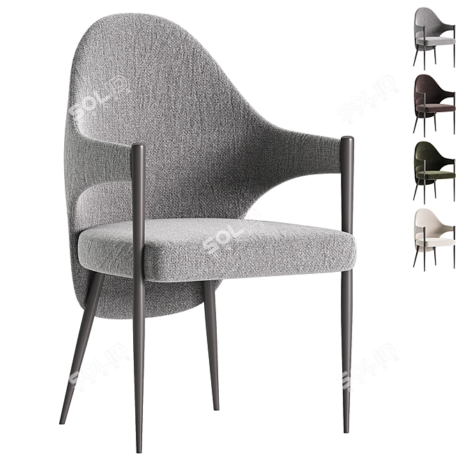 Elegant Velvet Dining Chairs Set 3D model image 1