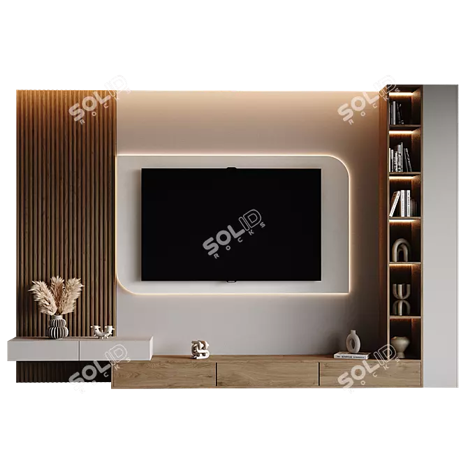  Modern TV Wall Set Design 3D model image 1