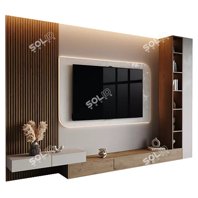  Modern TV Wall Set Design 3D model image 2