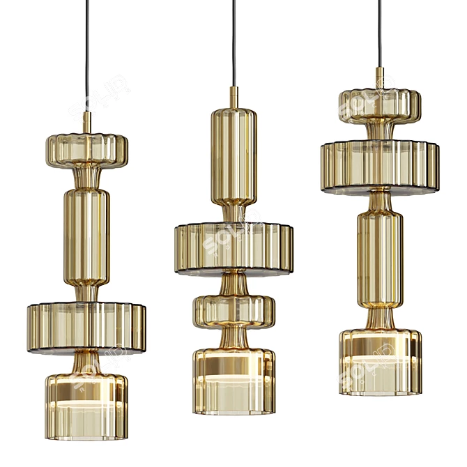 Elegant Level Pendant Lamp 3D model image 1