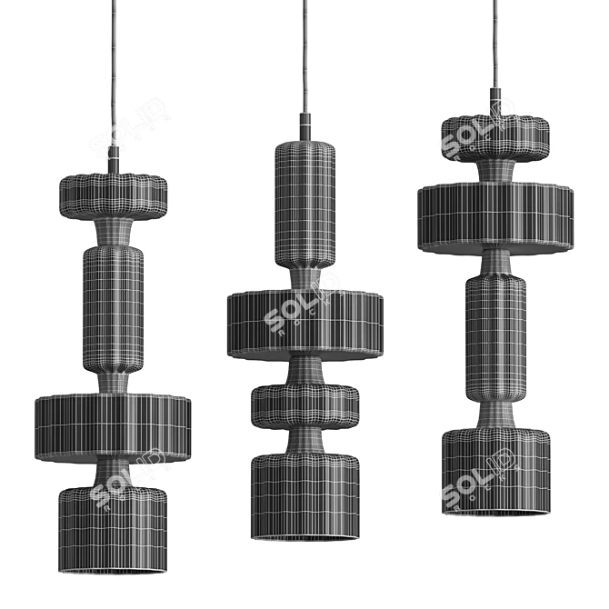 Elegant Level Pendant Lamp 3D model image 3