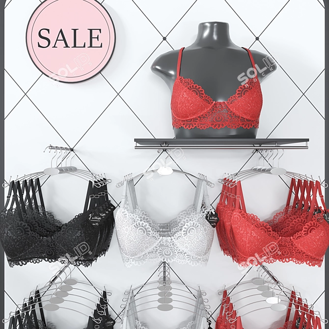 Lingerie Display Set with Mannequin 3D model image 6